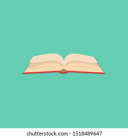 Open book isolated on color background. Flat style. Vector illustration.