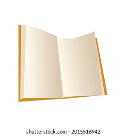 Offenes Buch einzeln auf Weiß. Vektorgrafik leer, Literaturbuchseite.