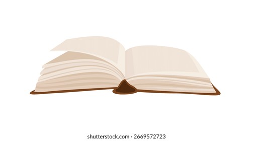 Offenes Buch einzeln auf weißem Hintergrund. Flache Vektorgrafik.  