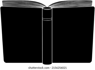 open book isolated vector hand drawn illustration. Black contour silhouette reading