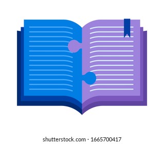 Vektorillustration des Puzzles im offenen Buch