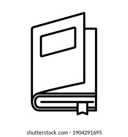 open book with label and ribbon line style icon design, Education literature and read theme Vector illustration