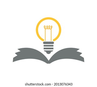 Open book with lamp for logo design illustration on white background