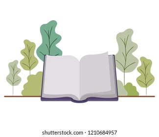 open book with landscape isolated icon