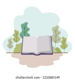 open book with landscape isolated icon