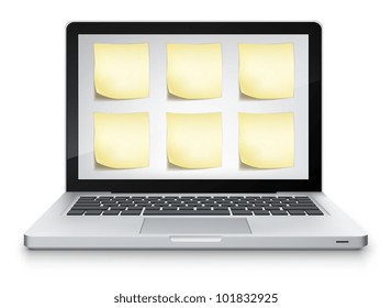 Open Book in Laptop on Grey Gradient Background. Vector EPS 10.