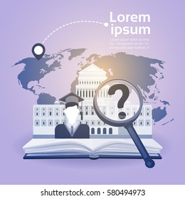 Open Book Law Library Lesen Schulbildungskonzept Flache Vektorgrafik