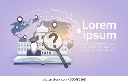 Open Book Law Library Read School Education Knowledge Concept Flat Vector Illustration