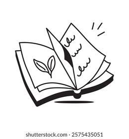 Open book with leaves, symbolizing environmental education vector design