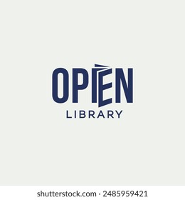 Open book lettering logo design template. Vector illustration.