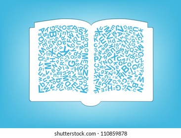 open book with letters mix