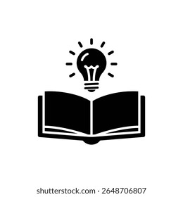 Open Book with Light Bulb Above, Knowledge and Idea Concept