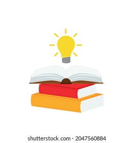 libro abierto con concepto de bombilla, puede utilizarse para, página de inicio, plantilla, ui, aplicación móvil, afiche, banner, flyer.vector ilustración.