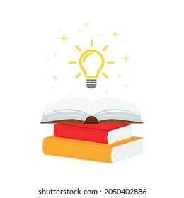 open book with light bulb concept, can use for, landing page, template, ui, mobile app, poster, banner, flyer.vector illustration .