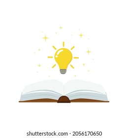 libro abierto con concepto de bombilla, puede utilizarse para, página de inicio, plantilla, ui, aplicación móvil, afiche, banner, flyer.vector ilustración.