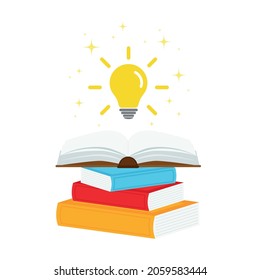 open book with light bulb concept, can use for, landing page, template, ui, mobile app, poster, banner, flyer.vector illustration .