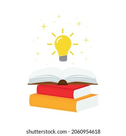 open book with light bulb concept, can use for, landing page, template, ui, mobile app, poster, banner, flyer.vector illustration .