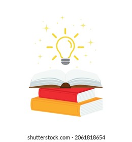 open book with light bulb concept, can use for, landing page, template, ui, mobile app, poster, banner, flyer.vector illustration .