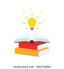 open book with light bulb concept, can use for, landing page, template, ui, mobile app, poster, banner, flyer.vector illustration .