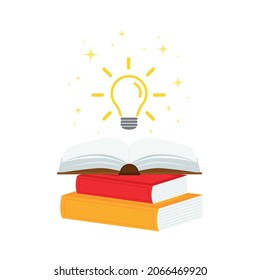 open book with light bulb concept, can use for, landing page, template, ui, mobile app, poster, banner, flyer.vector illustration .
