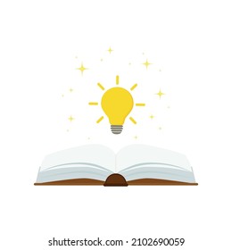 libro abierto con concepto de bombilla, puede utilizarse para, página de inicio, plantilla, ui, aplicación móvil, afiche, banner, flyer.vector ilustración.