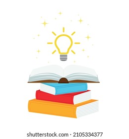 open book with light bulb concept, can use for, landing page, template, ui, mobile app, poster, banner, flyer.vector illustration .