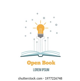 Open Book and Light Bulb as Knowledge and Enlightenment Concept Icon