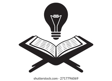 Open book with light bulb knowledge concept icon
