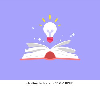 open book with light bulb vector illustration concept, can use for, landing page, template, ui, web, mobile app, poster, banner, flyer