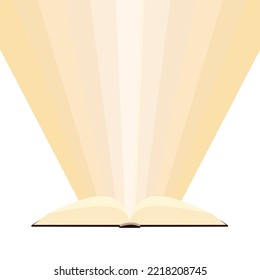 Open book with light from it. Study. Vector illustration.