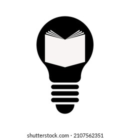 open book with lightbulb, concept new knowledge, understanding wisdom in study, creative idea, thin line symbol on white background - editable stroke vector illustration