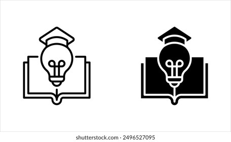 open book with lightbulb, concept new knowledge, creative idea, vector illustration on white background
