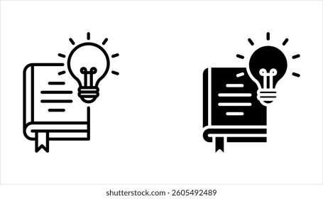 open book with lightbulb, concept new knowledge, creative idea, vector illustration on white background.