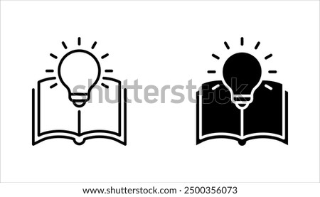 open book with lightbulb, concept new knowledge, creative idea, vector illustration on white background