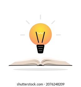 Open book with lightbulb over it