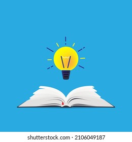 Abrir libro con ilustración simple de bombilla
