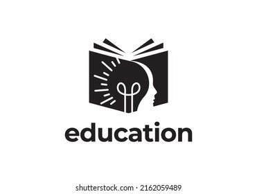 open book lights people logo design, vector icon. education symbol.