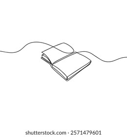 Open book line art drawing illustration. Opened book continous line drawing minimalism. Vector illustration.