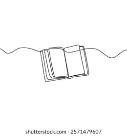 Open book line art drawing illustration. Opened book continous line drawing minimalism. Vector illustration.