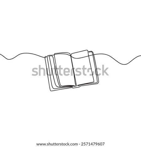 Open book line art drawing illustration. Opened book continous line drawing minimalism. Vector illustration.