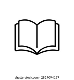 Open book line art icon symbolizing education reading and learning literature minimalist graphic element for schol