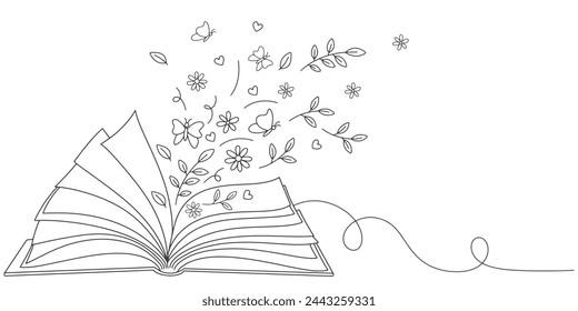 Open book line art Style vector illustration