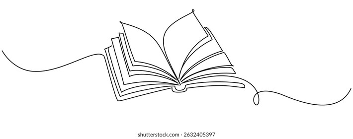 Abrir ilustração de vetor de estilo de arte de linha de livro