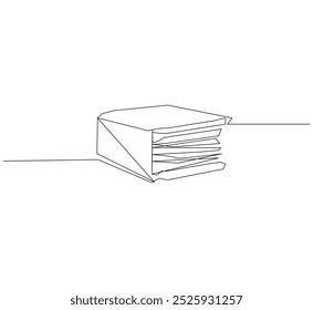 Open book as line drawing on white background. Vector, open book as line drawing on white background. one line art Continuous line.

