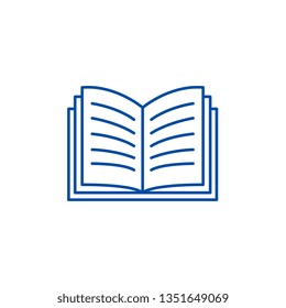 Open book line icon concept. Open book flat  vector symbol, sign, outline illustration.