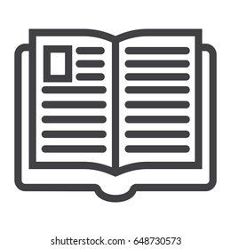 Open book line icon, Education and school, vector graphics, a linear pattern on a white background, eps 10.