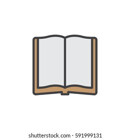 Open Book line icon, filled outline vector sign, linear colorful pictogram isolated on white. Symbol, logo illustration. Editable stroke. Pixel perfect