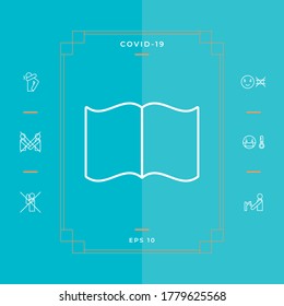 Abrir icono de línea de libro. Elementos gráficos para su diseño