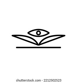 Open book line icon illustration with eye. icon illustration related to seeing, reading. Simple vector design editable.