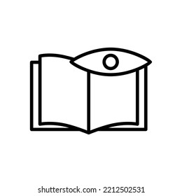 Open book line icon illustration with eye. icon illustration related to seeing, reading. Simple vector design editable.